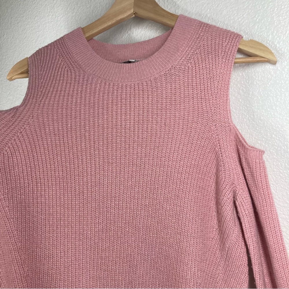 Lucky Brand Cold Shoulder Pullover Wool Sweater XS pink Boho - Picture 6 of 16
